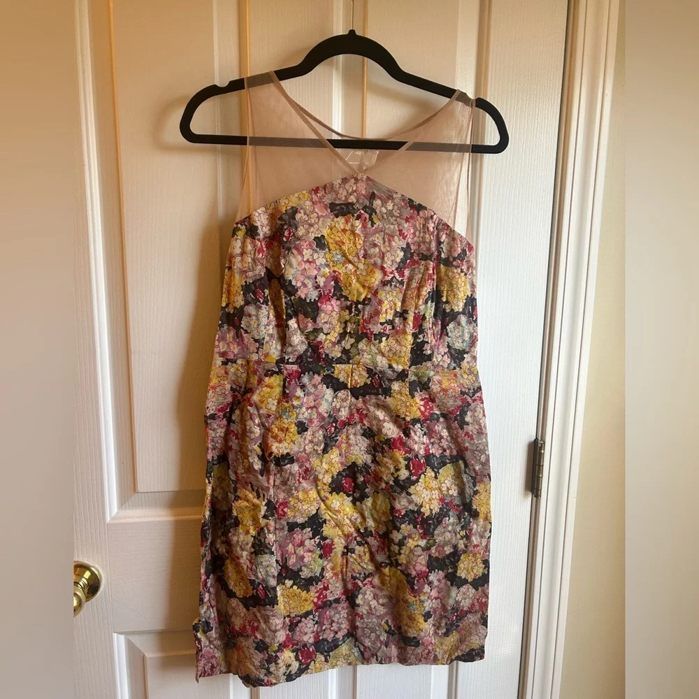 Anthropologie Zehavale Mesh Top Mini Dress Watercolor Floral Size US 6 - Picture 1 of 7